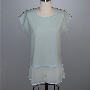 Pleione Cap Sleeve Sea Foam Sheer Green Top!